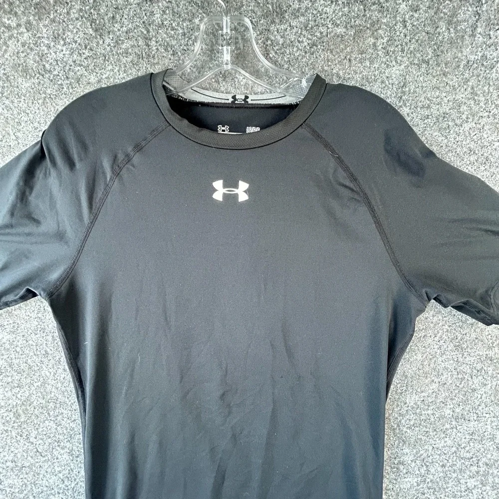 Under Armour HeatGear T-Shirt Mens L Black Compression Raglan Comfort‎ Stretch